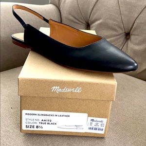 Madewell black leather sling backs